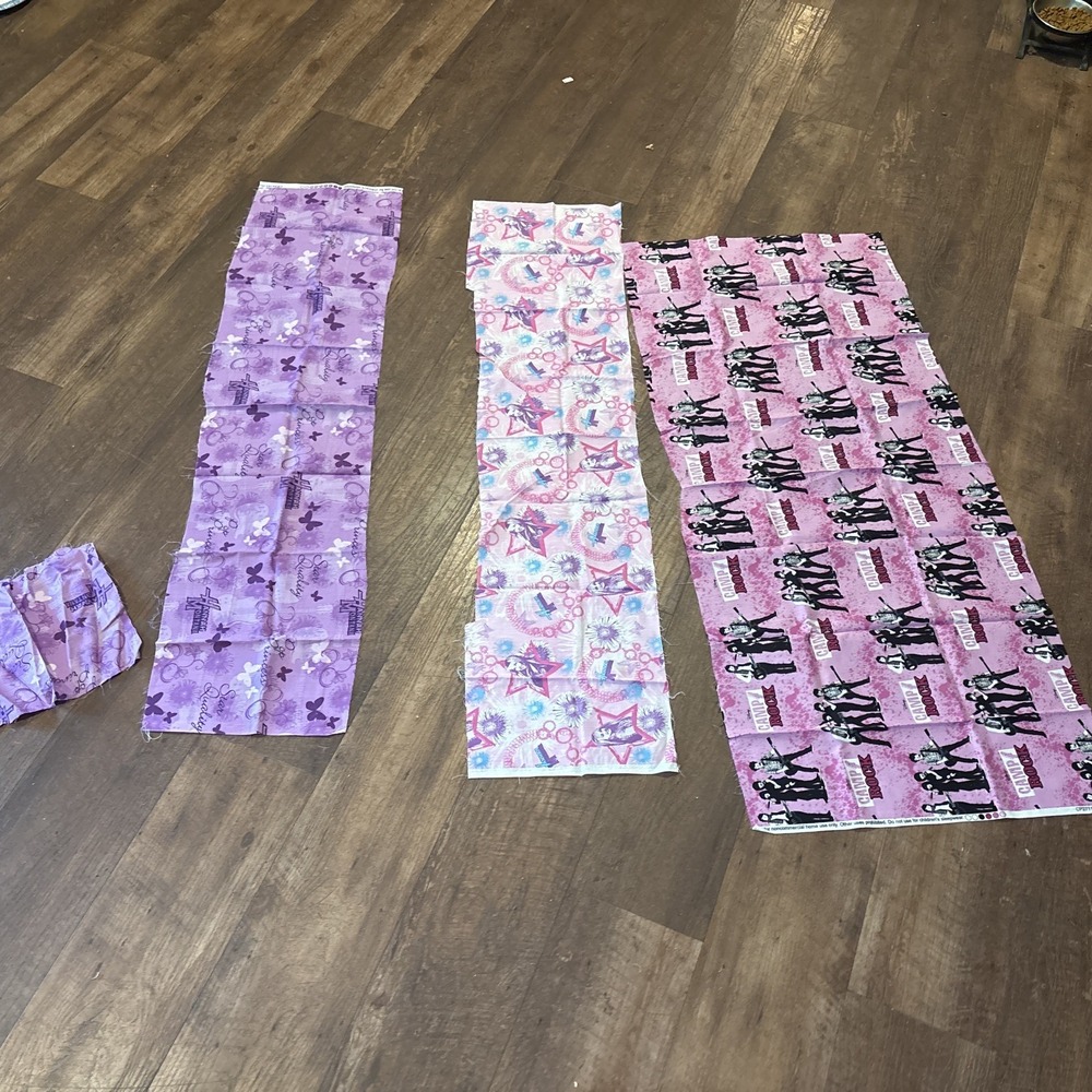 Hannah Montana Camp Rock Sewing Crafting Fabric Lot Vintage Cotton Blend 45"